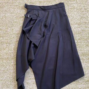 Black wool handkerchief midi skirt